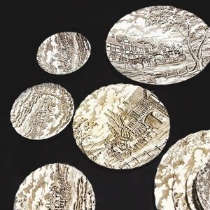 1 Myott Royal mail ironstone brown transferware place setting